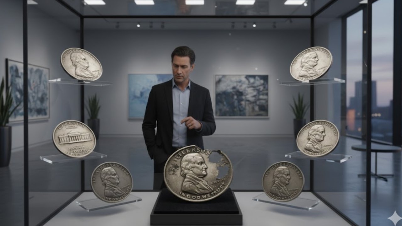 Burnt, Bent, and Faded Jefferson Nickel